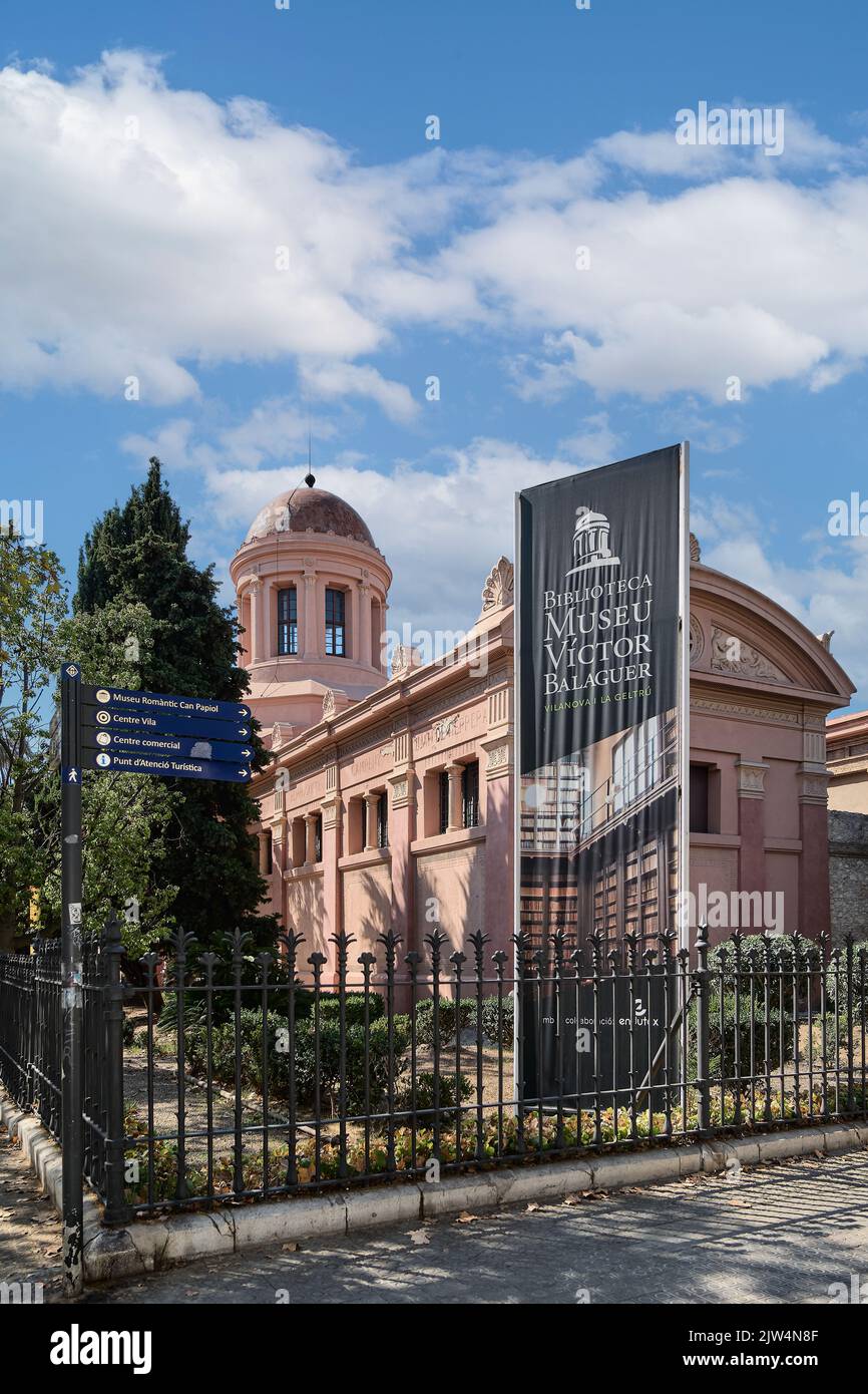 VILANOVA I LA GELTRU,SPAIN-FEBRUARY 28,2022:Classic building, museum library Victor Balaguer in Vilanova i la Geltru, Catalonia Stock Photo