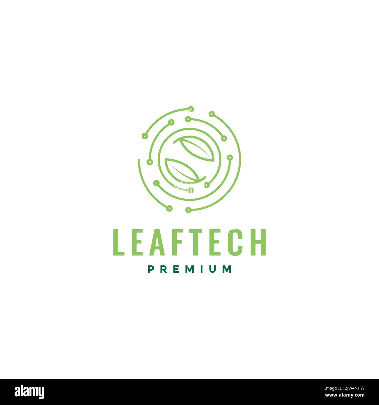 circle leaves technology logo design Stock Vector