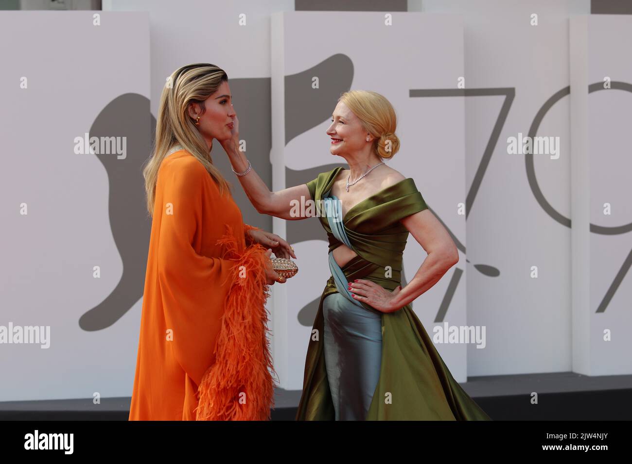 Italy, Lido di Venezia, September 3, 2022 : (L) Trace Lysette and