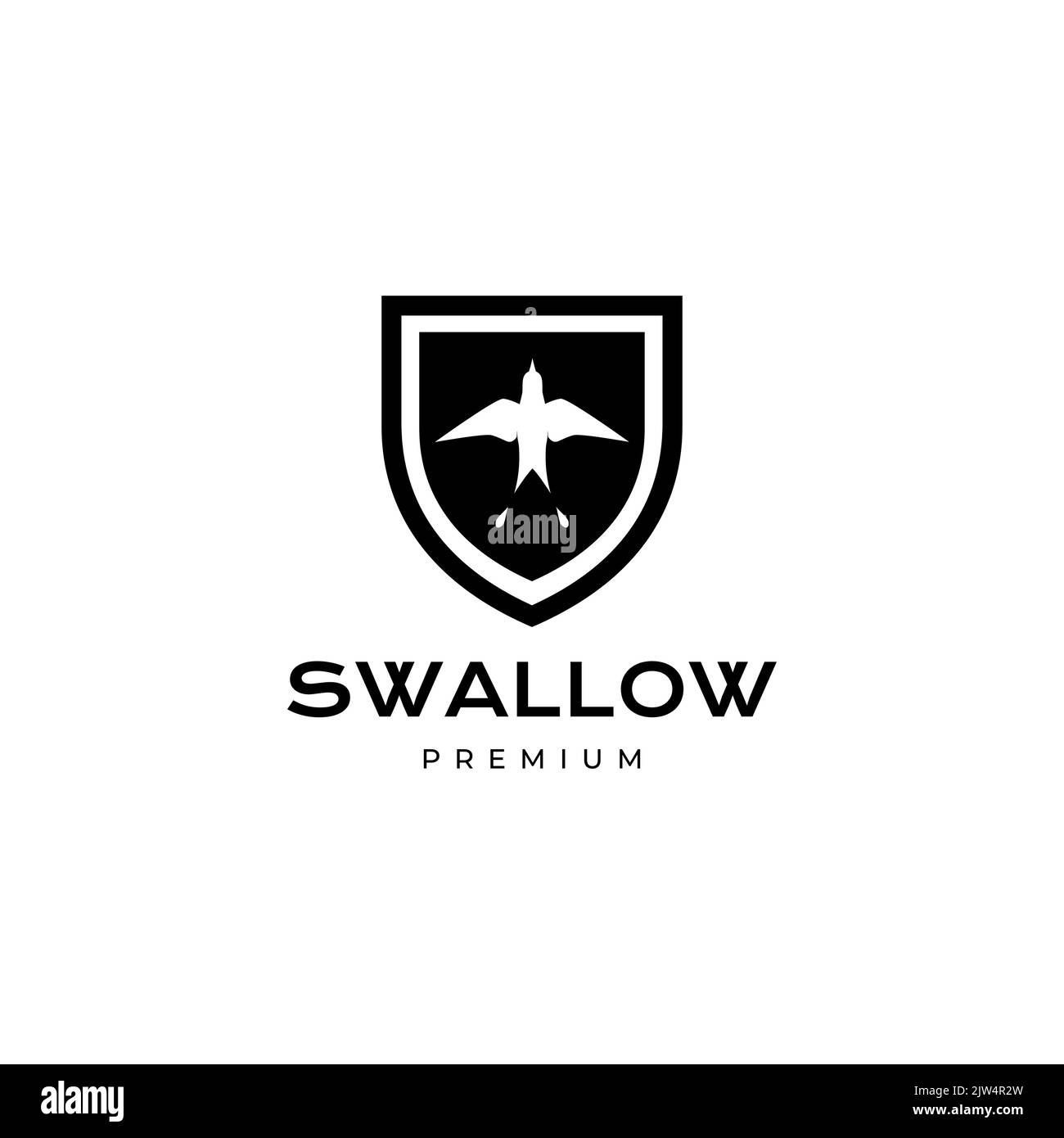 shield with swallow logo design Stock Vector