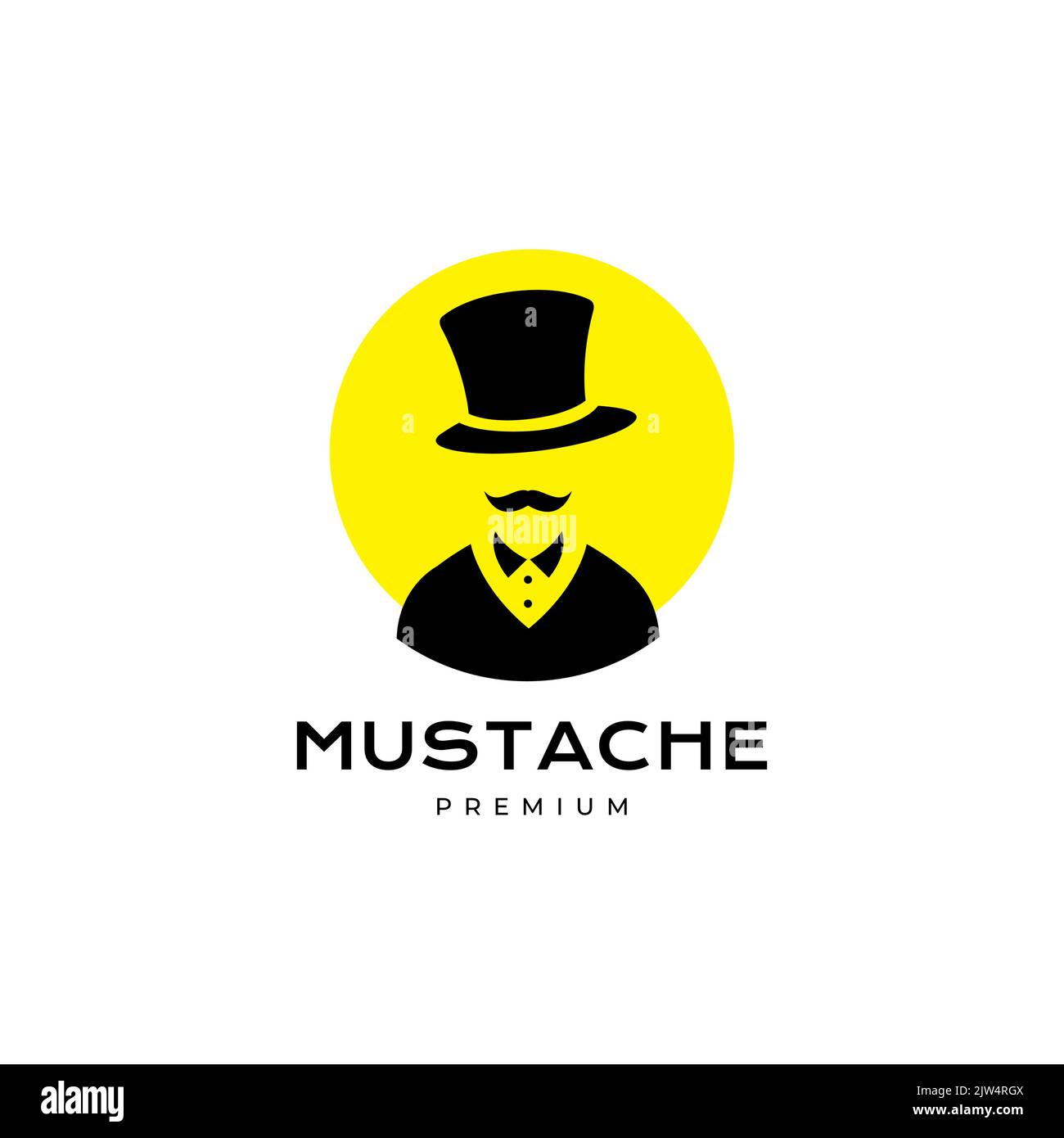 macho man with mustache long hat logo design Stock Vector