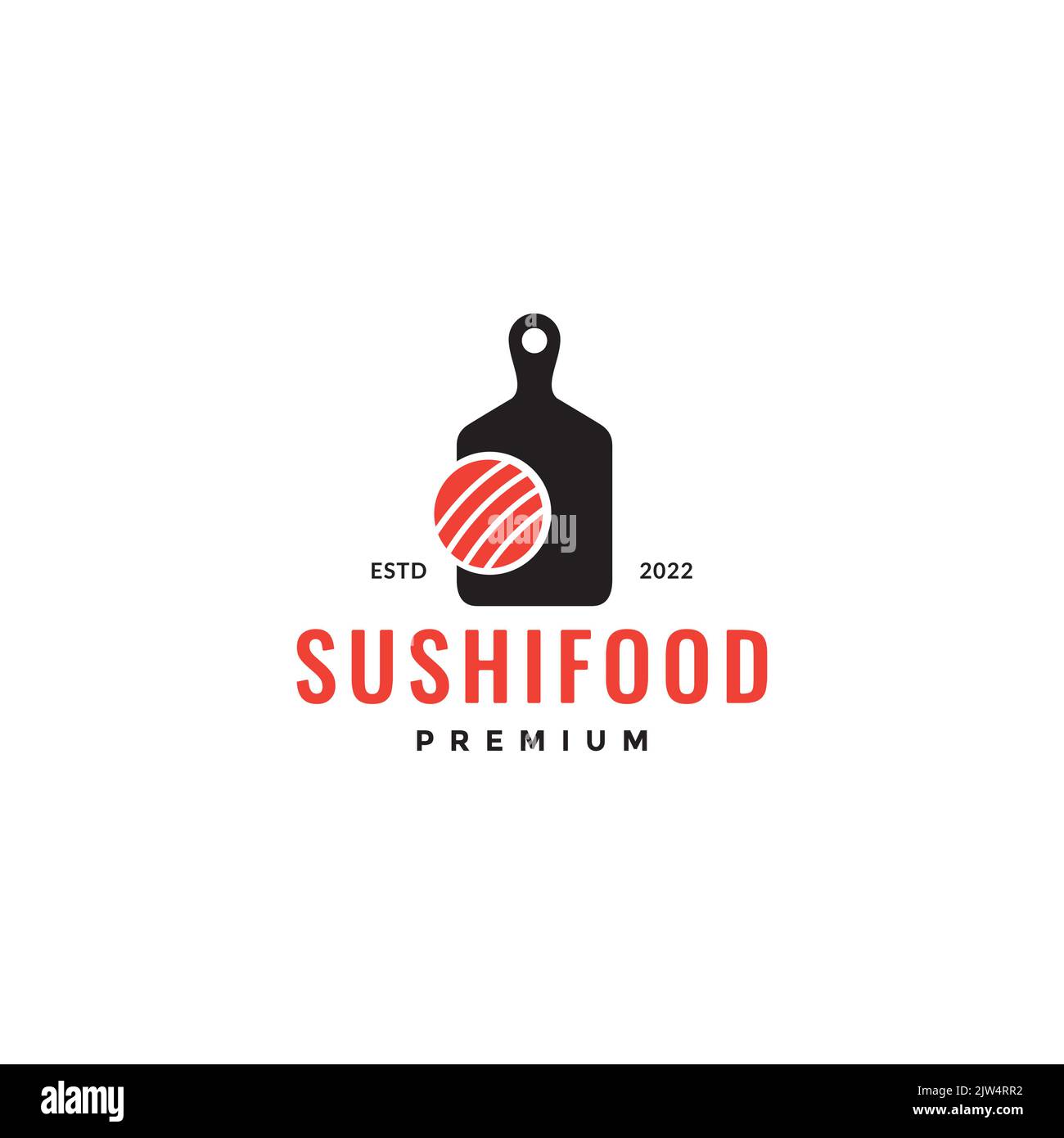 sushi fish meat with cutting board logo design Stock Vector Image & Art