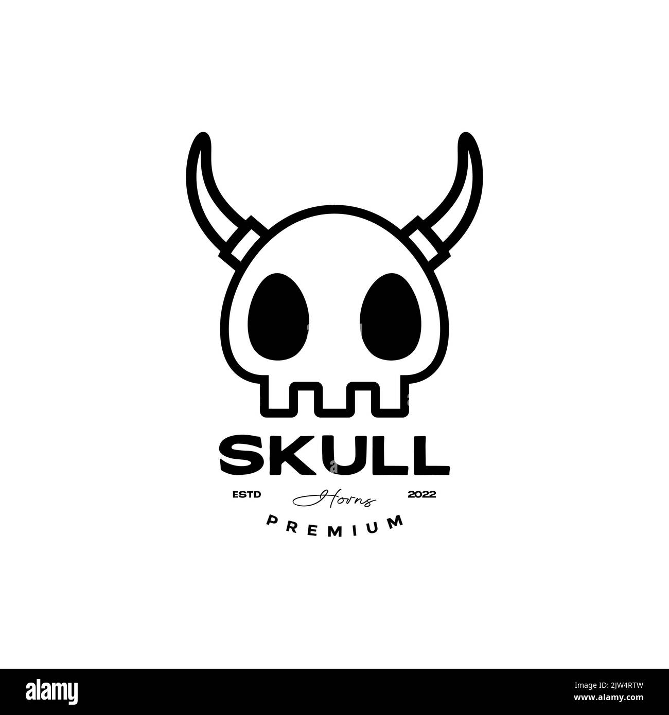 skull cute with horn logo design Stock Vector Image & Art Alamy