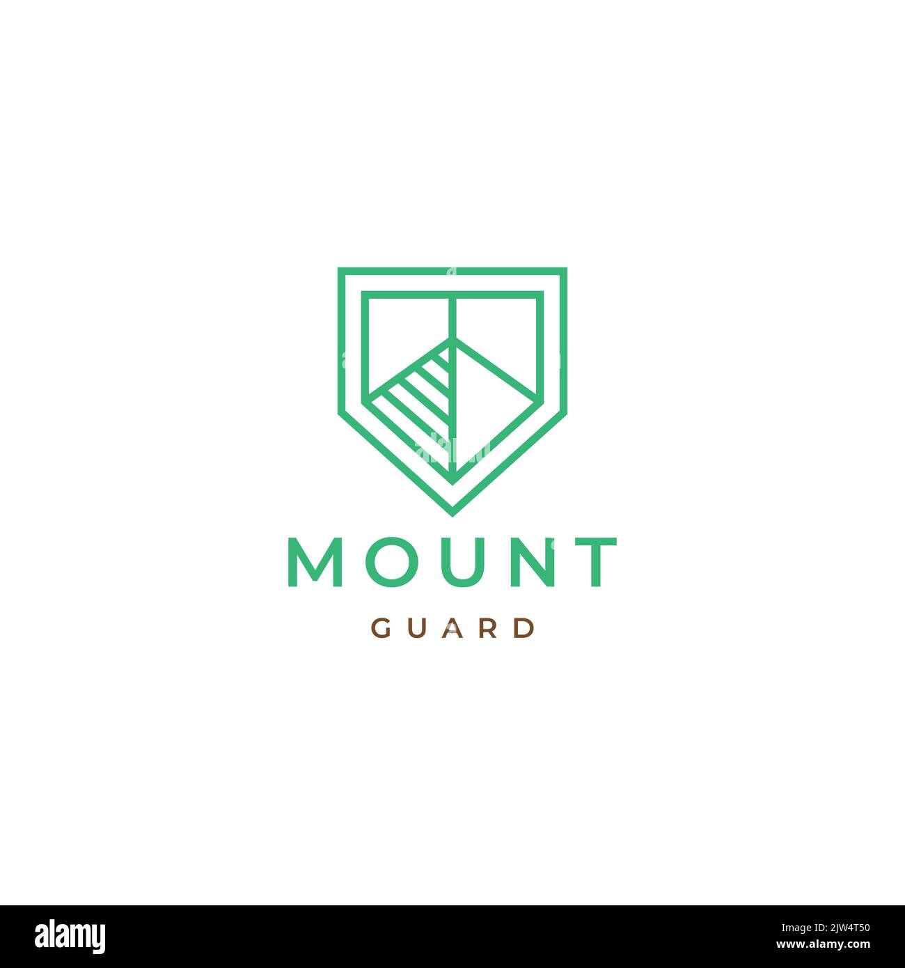minimalist mountain with shield logo design Stock Vector