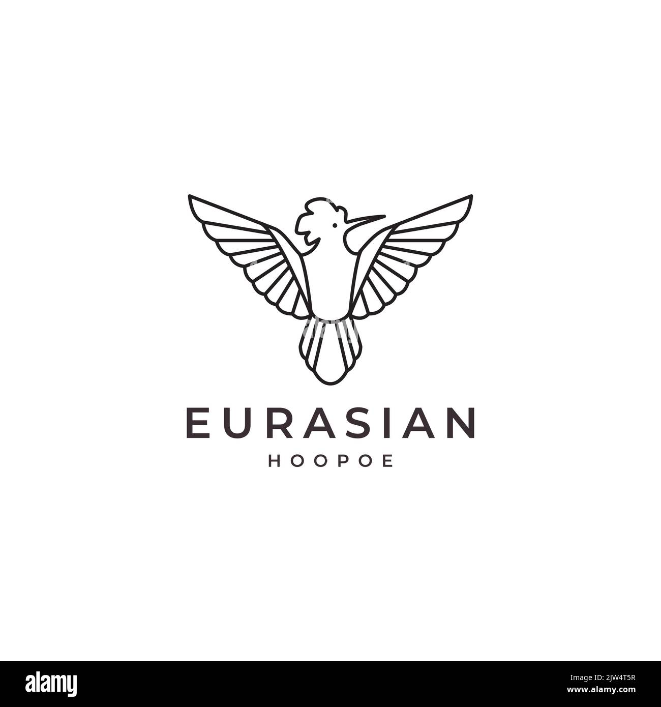 flying bird eurasian hoopoe logo design Stock Vector