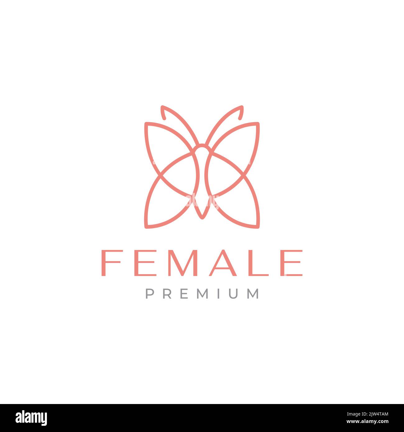 minimal lines feminine butterfly logo design Stock Vector Image & Art ...
