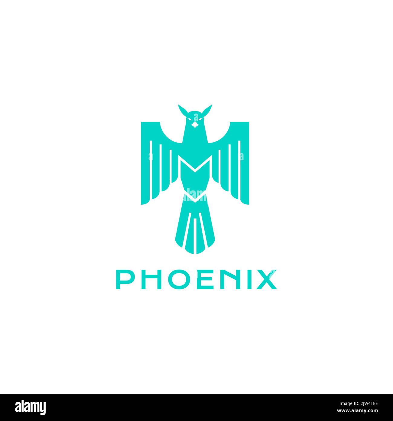 flying aqua phoenix logo design Stock Vector