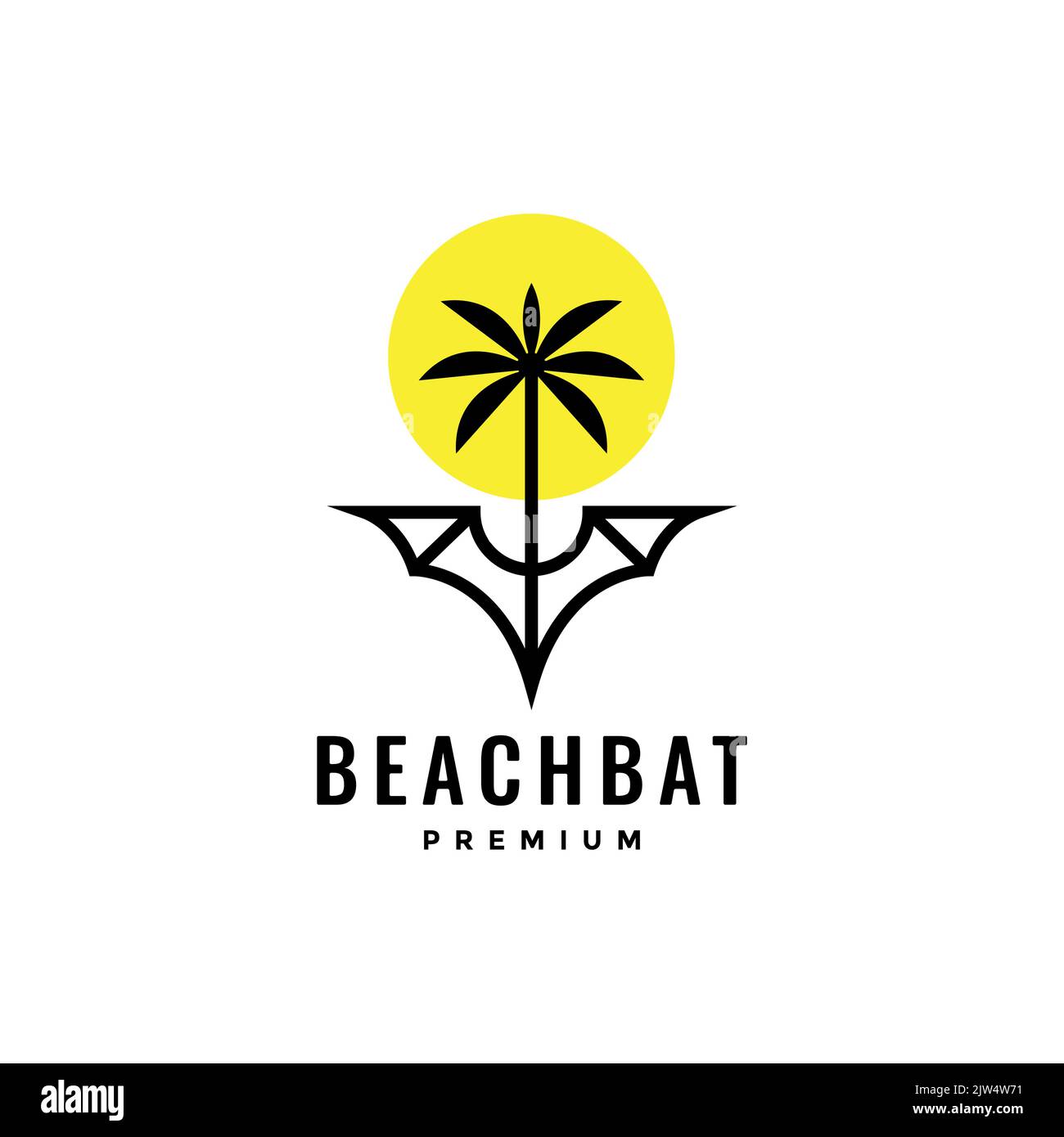 bats with coconut tree logo design Stock Vector