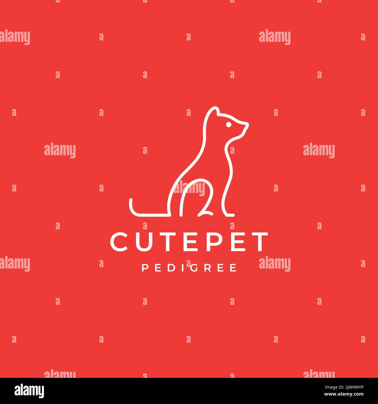 art minimal cat sit logo design Stock Vector