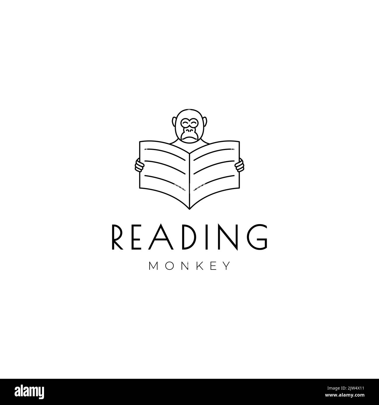 monkey-reading-book-logo-design-stock-vector-image-art-alamy