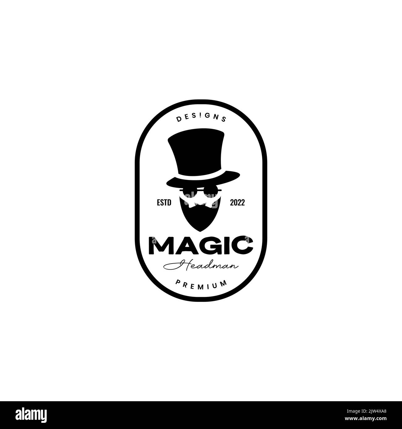 macho man with bearded long hat logo design Stock Vector