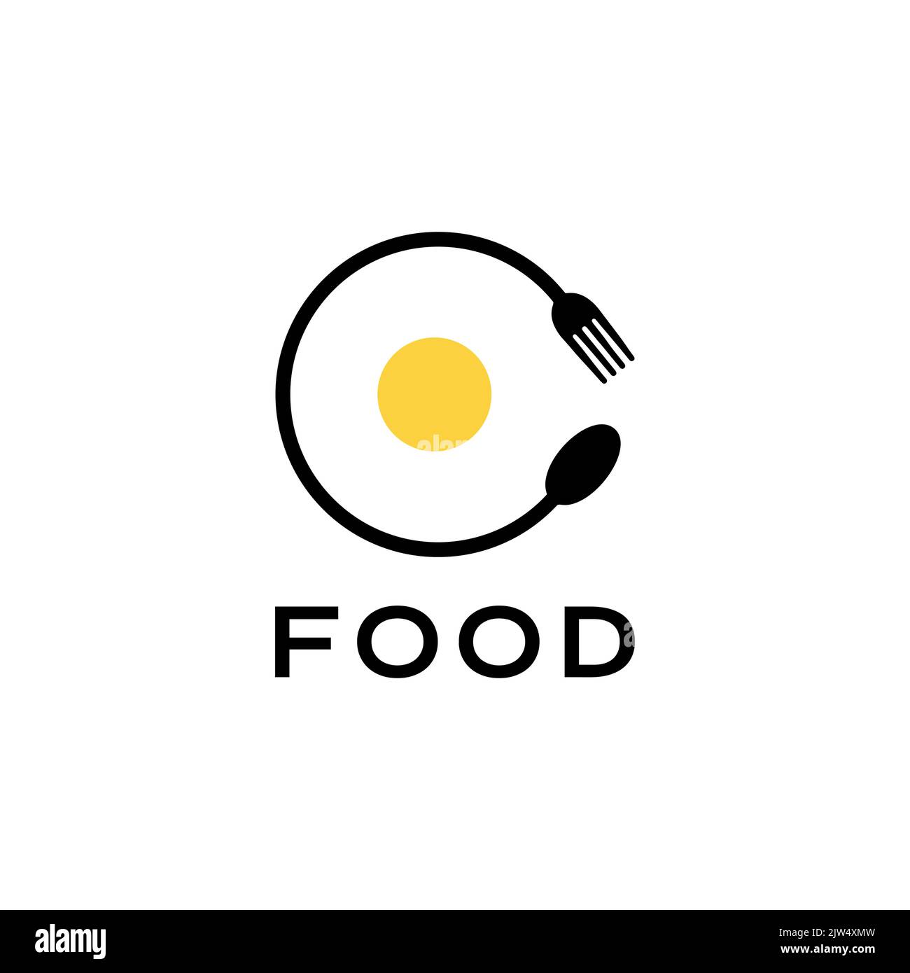 spoon fork with egg food modern logo design Stock Vector Image & Art