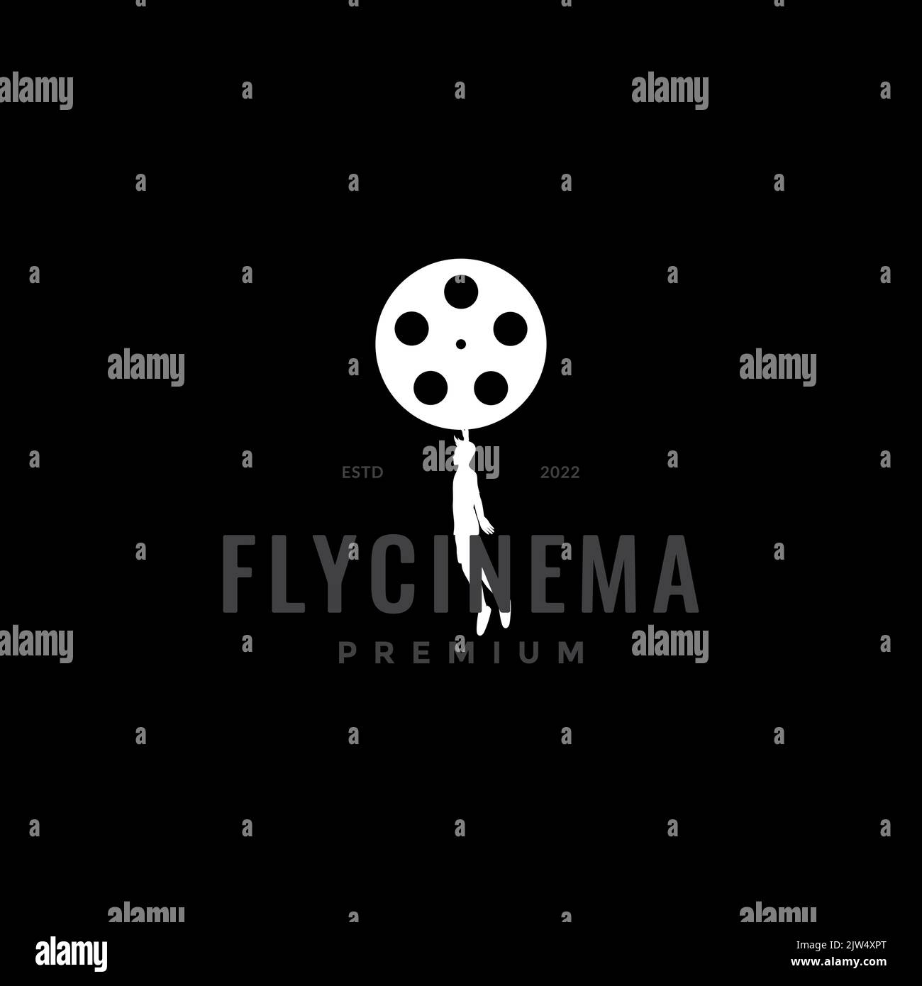 movie balloon fly logo design Stock Vector