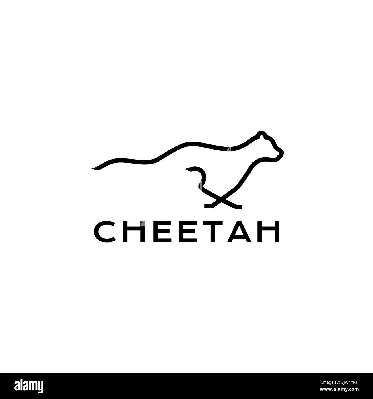 minimal running cheetah logo design Stock Vector