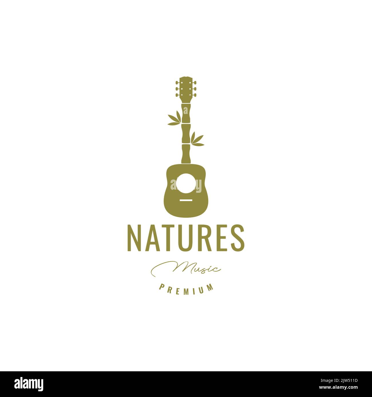 guitar bamboo logo design vector Stock Vector