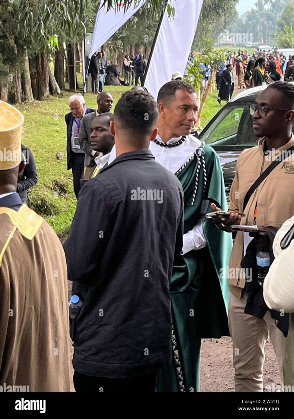 Nyungwe, Rwanda  - 2nd September, 2022 Brazilian International and former Arsenal Footballer - Gilberto Silva names a gorilla, in the famous Rwandan “Gorilla naming ceremony”  - in the rain forest area where famous wild life explorers Diane Fossey and Sir Richard Attenborough travelled years ago Stock Photo