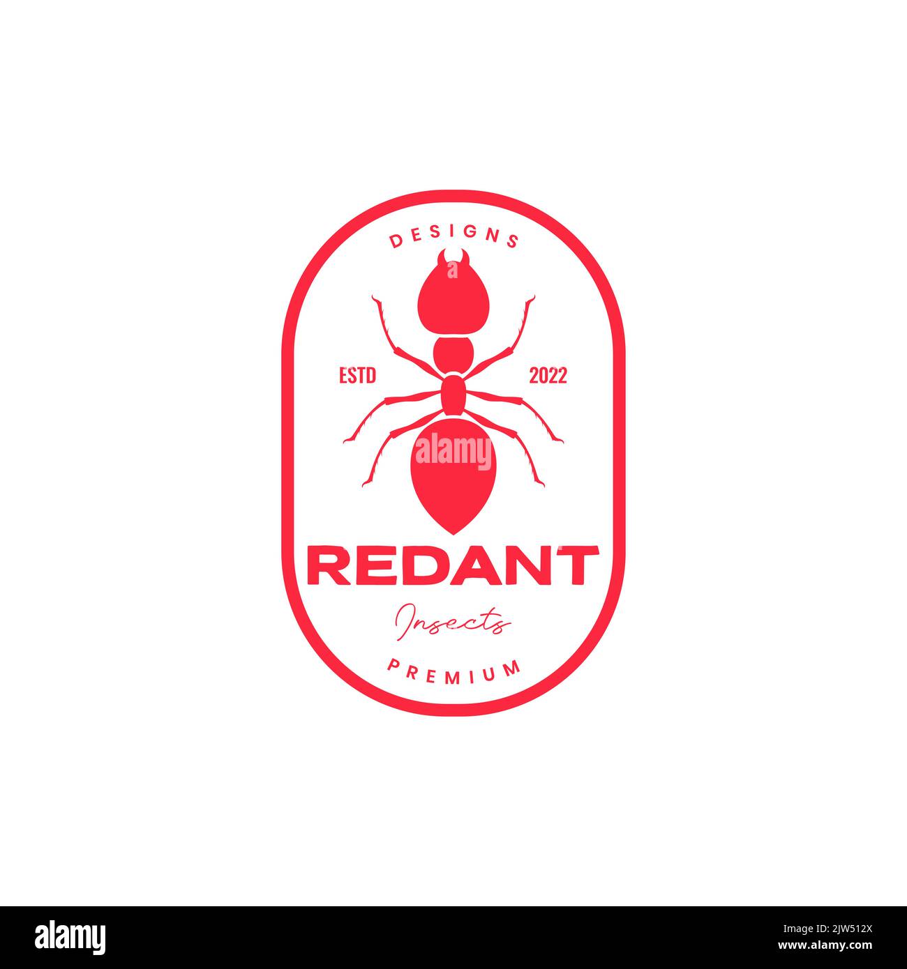 red ant colored vintage logo design Stock Vector