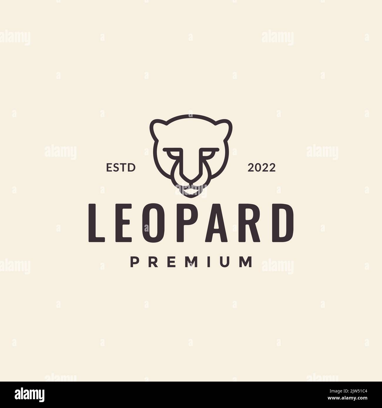 face beast leopard minimal hipster logo Stock Vector