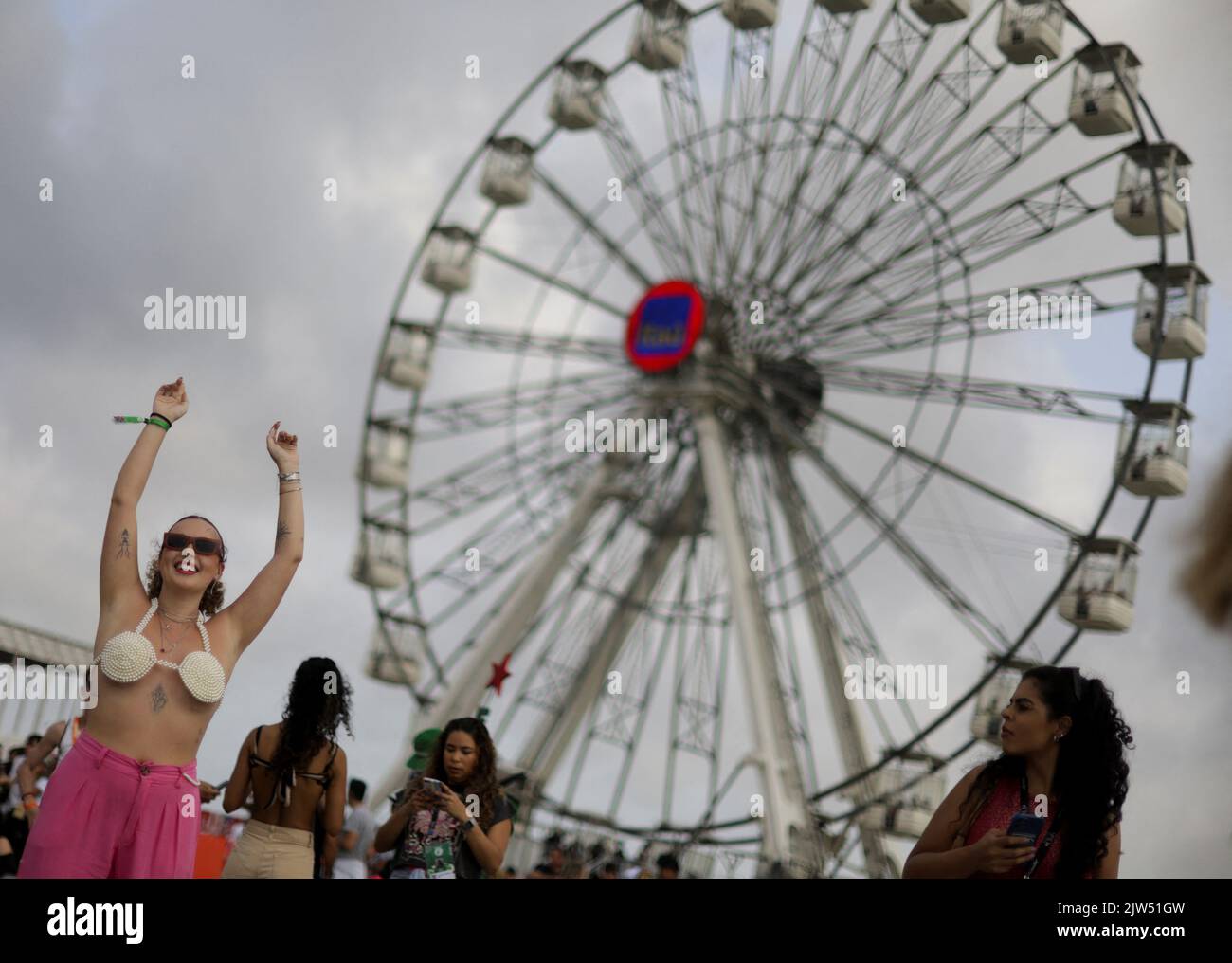 Fans attend the Rock in Rio music festival in Rio de Janeiro, Brazil September 3, 2022. REUTERS/Pilar Olivares Stock Photo