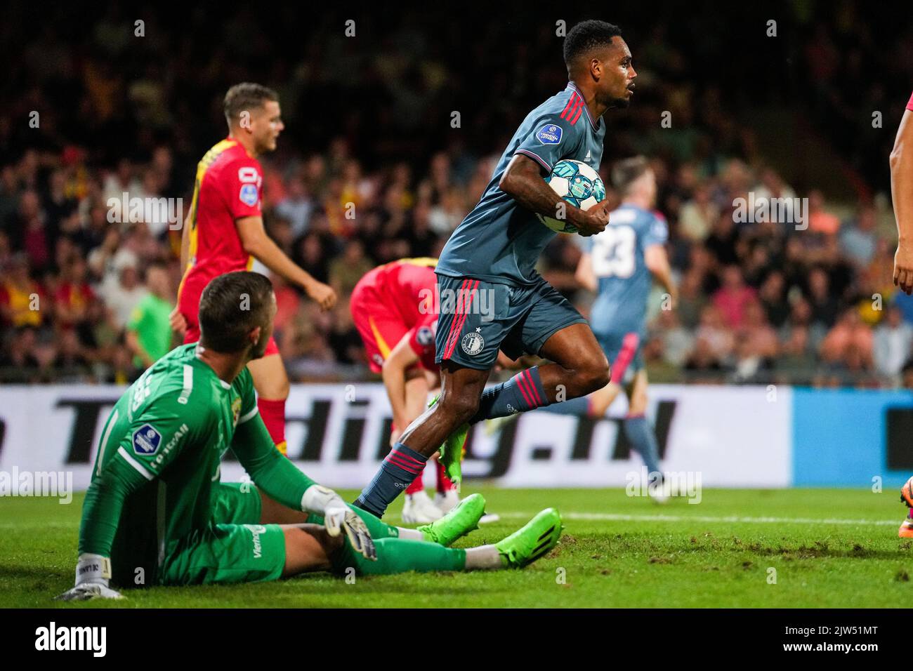 Deventer - Danilo Pereira da Silva of Feyenoord celebrates the 2-1 during the match between Go Ahead Eagles v Feyenoord  at De Adelaarshorst on 3 September 2022 in Deventer, Netherlands. (Box to Box Pictures/Tom Bode) Stock Photo