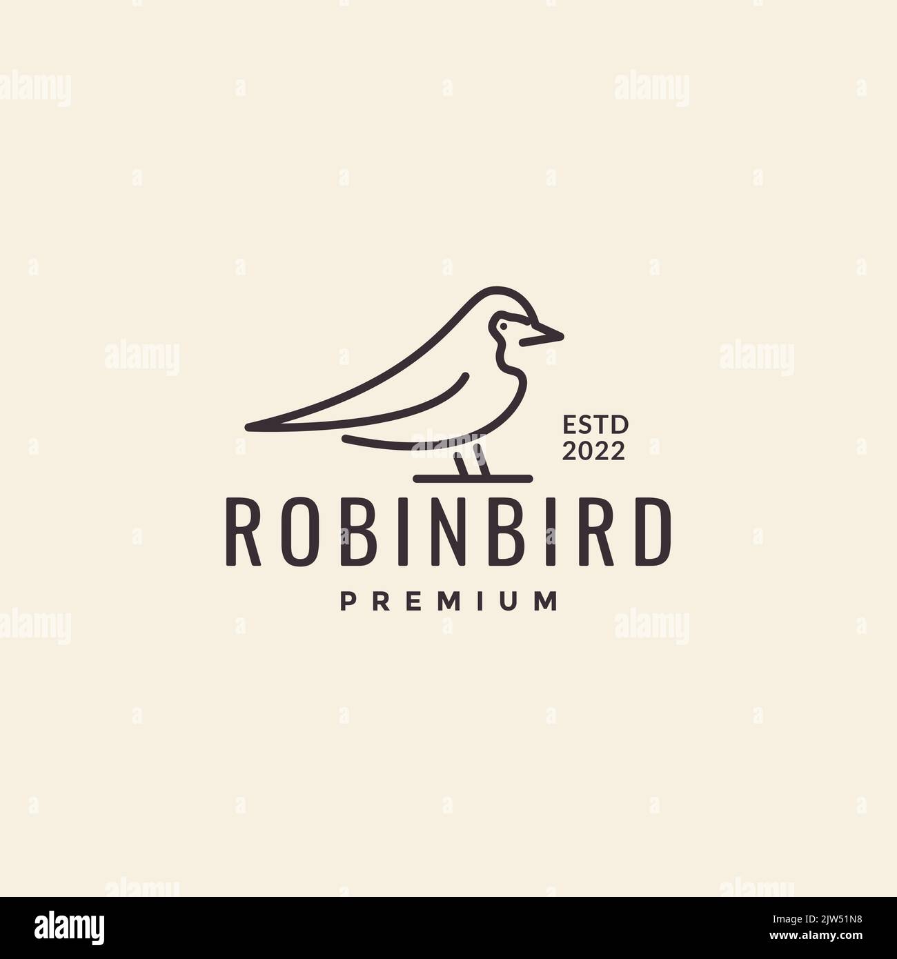 american robin bird hipster logo design Stock Vector