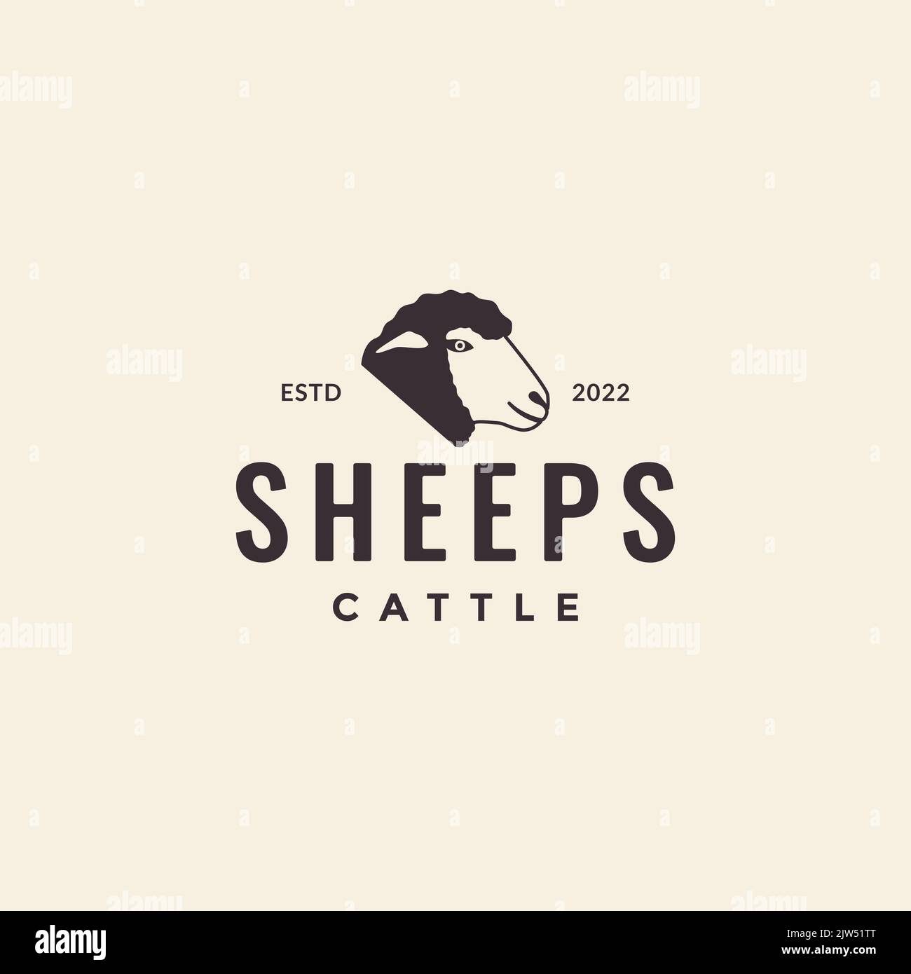 head cattle sheep logo design Stock Vector