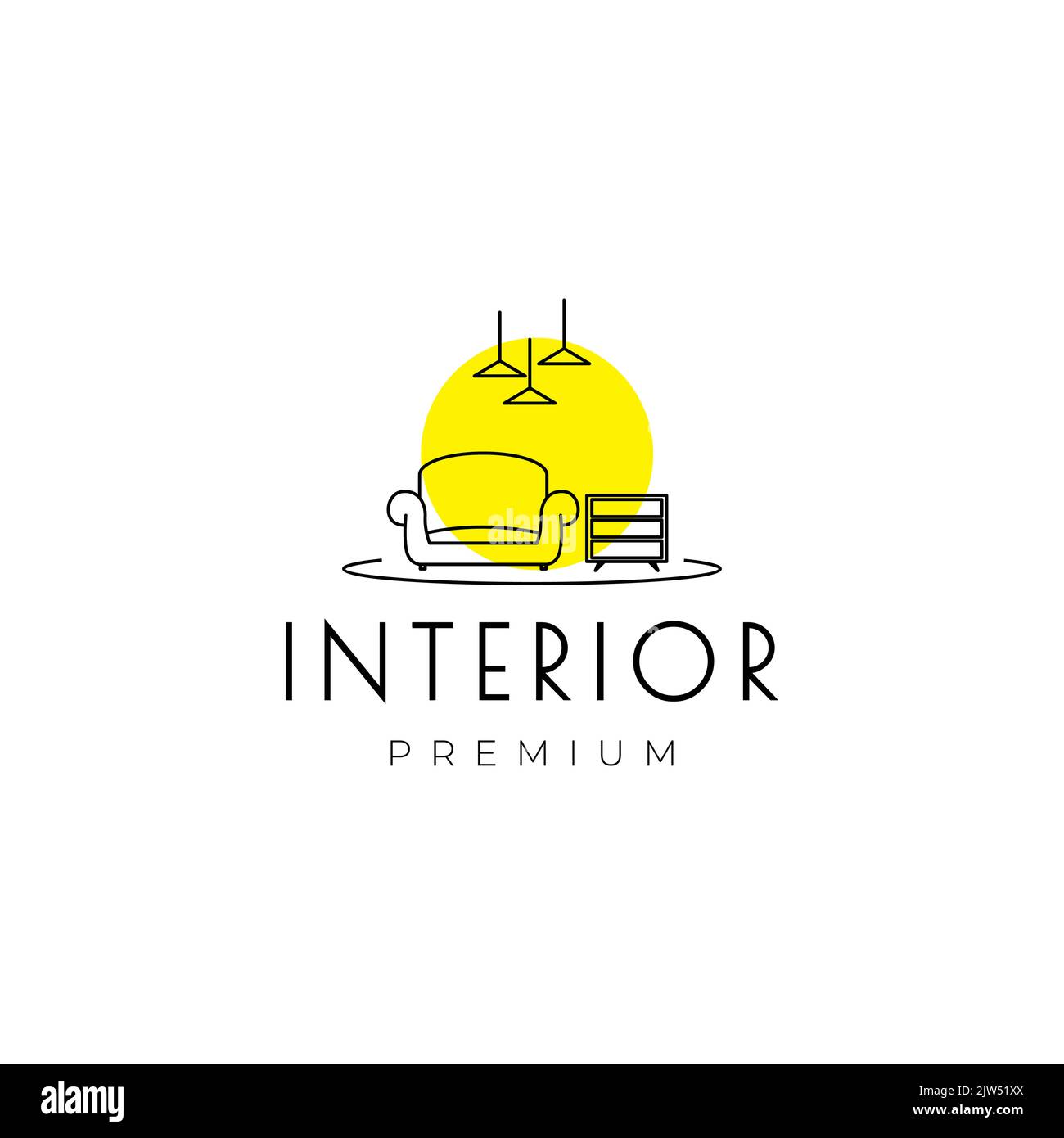 interior furniture sofa with lighting logo design Stock Vector Image
