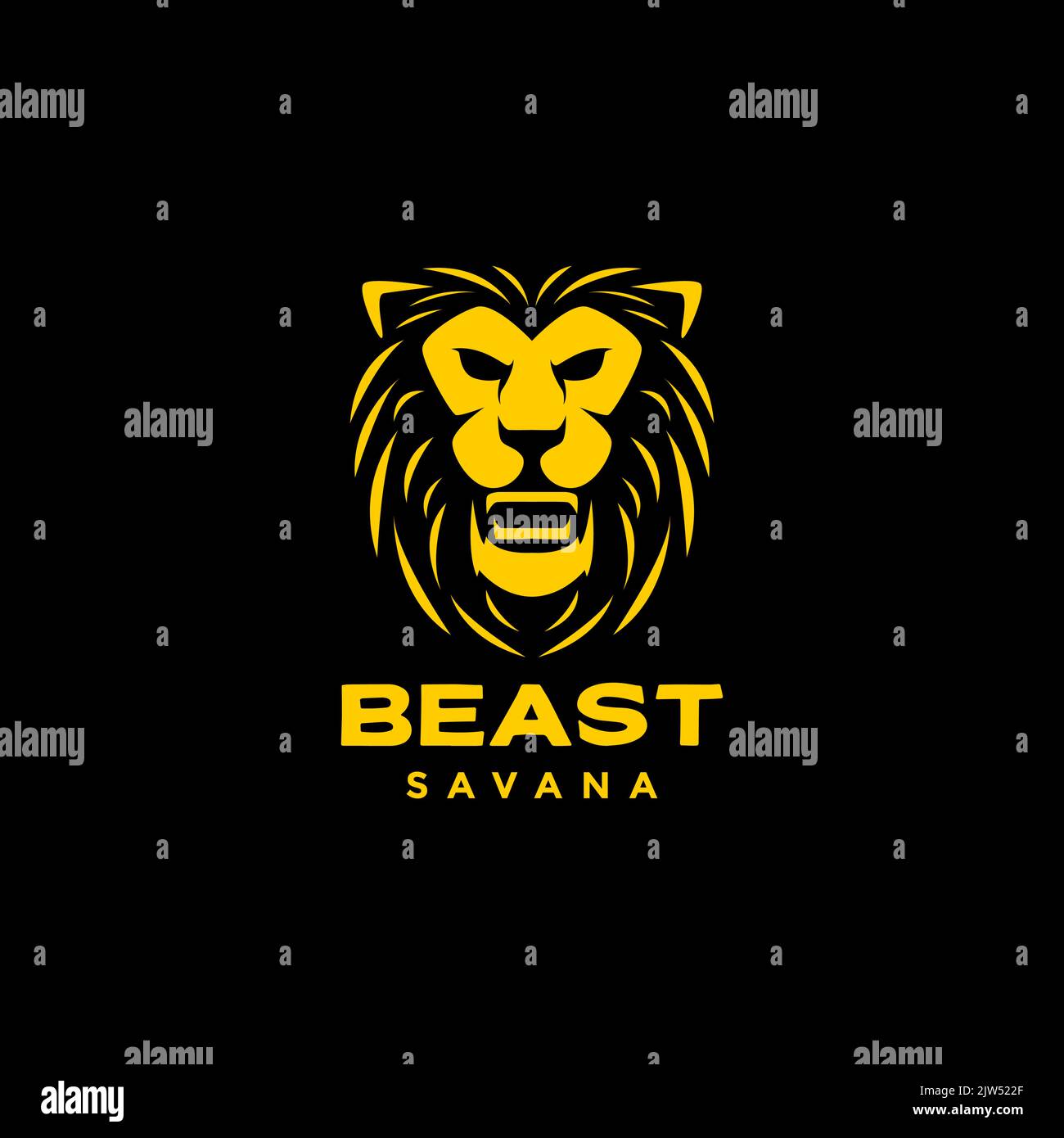face lion mane beast roar logo design Stock Vector