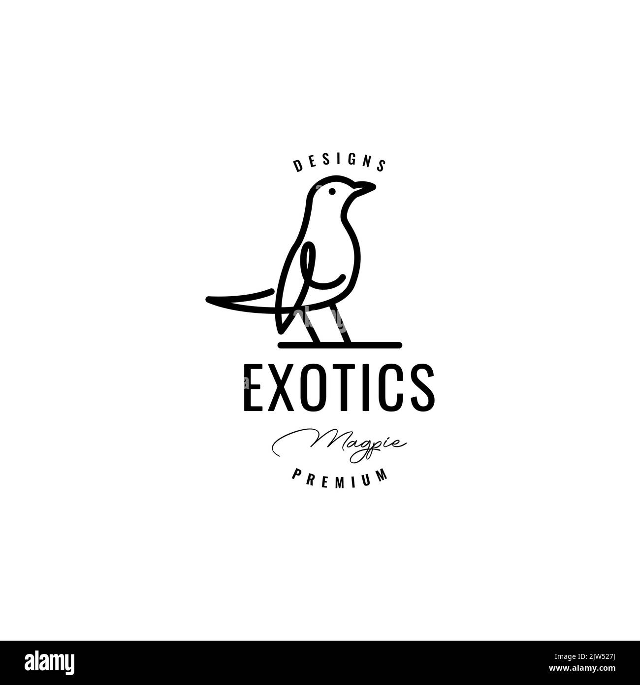 exotic bird magpie logo design Stock Vector