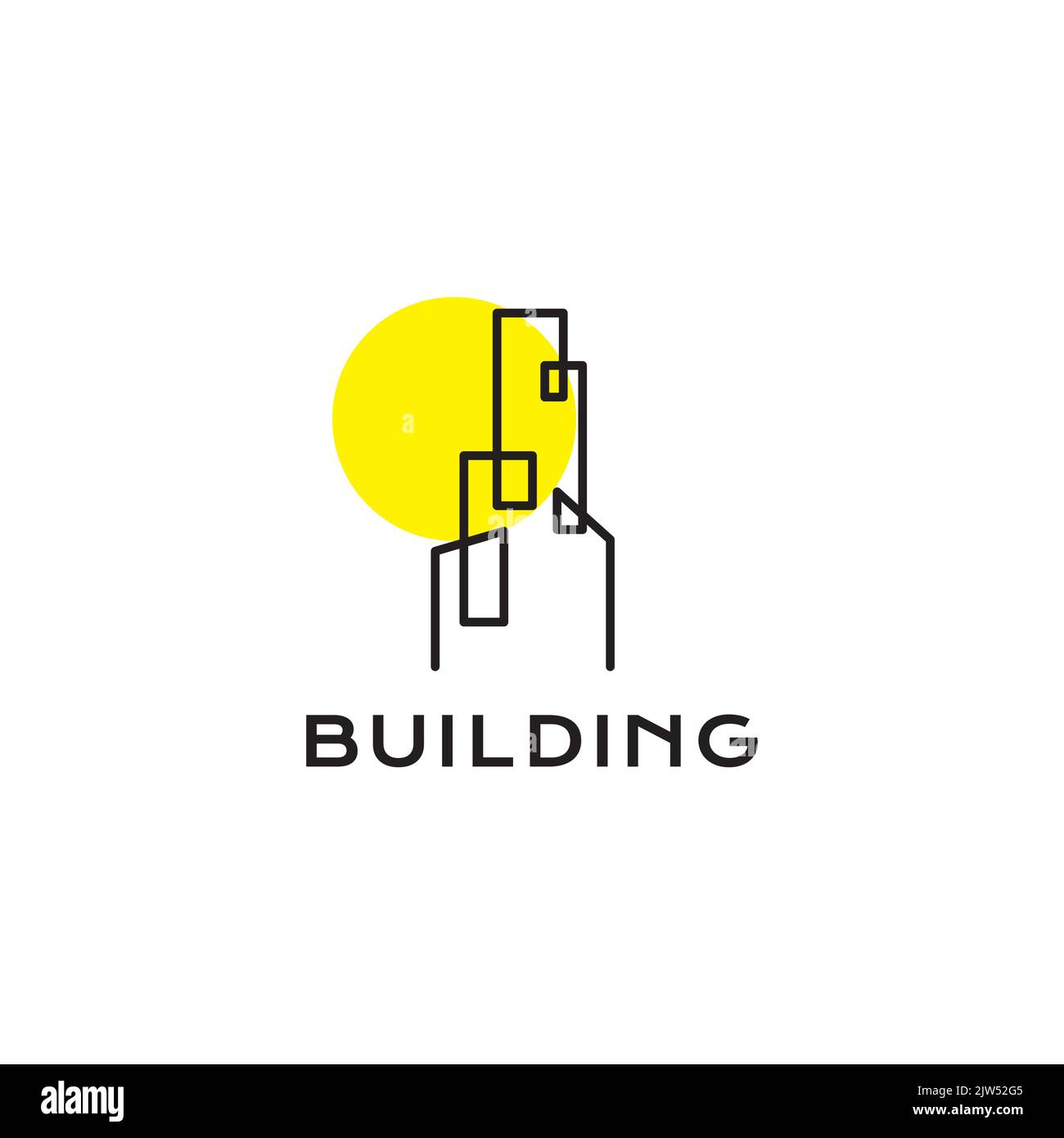 continuous line skyscraper logo design Stock Vector