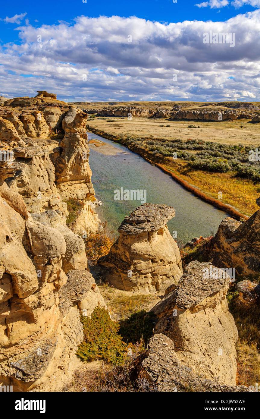 Weathered sandstone rock formations along the Milk River in WritingOn