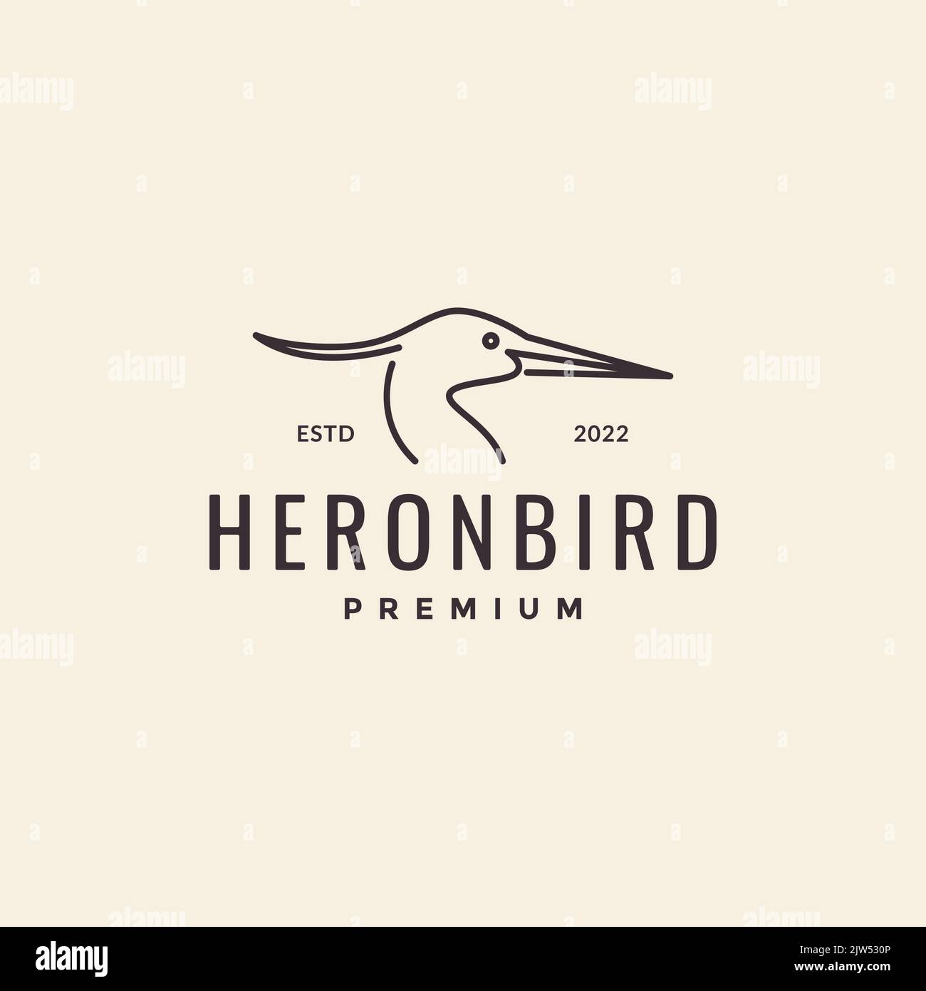 minimalist head bird heron hipster logo Stock Vector