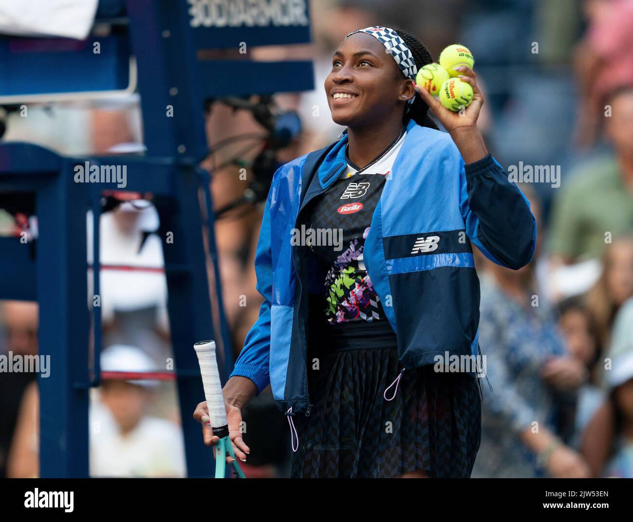 Sept. 2, 2022; New York, NY, USA; Coco Gauff (USA) in her match against Madison Keys (USA) on
