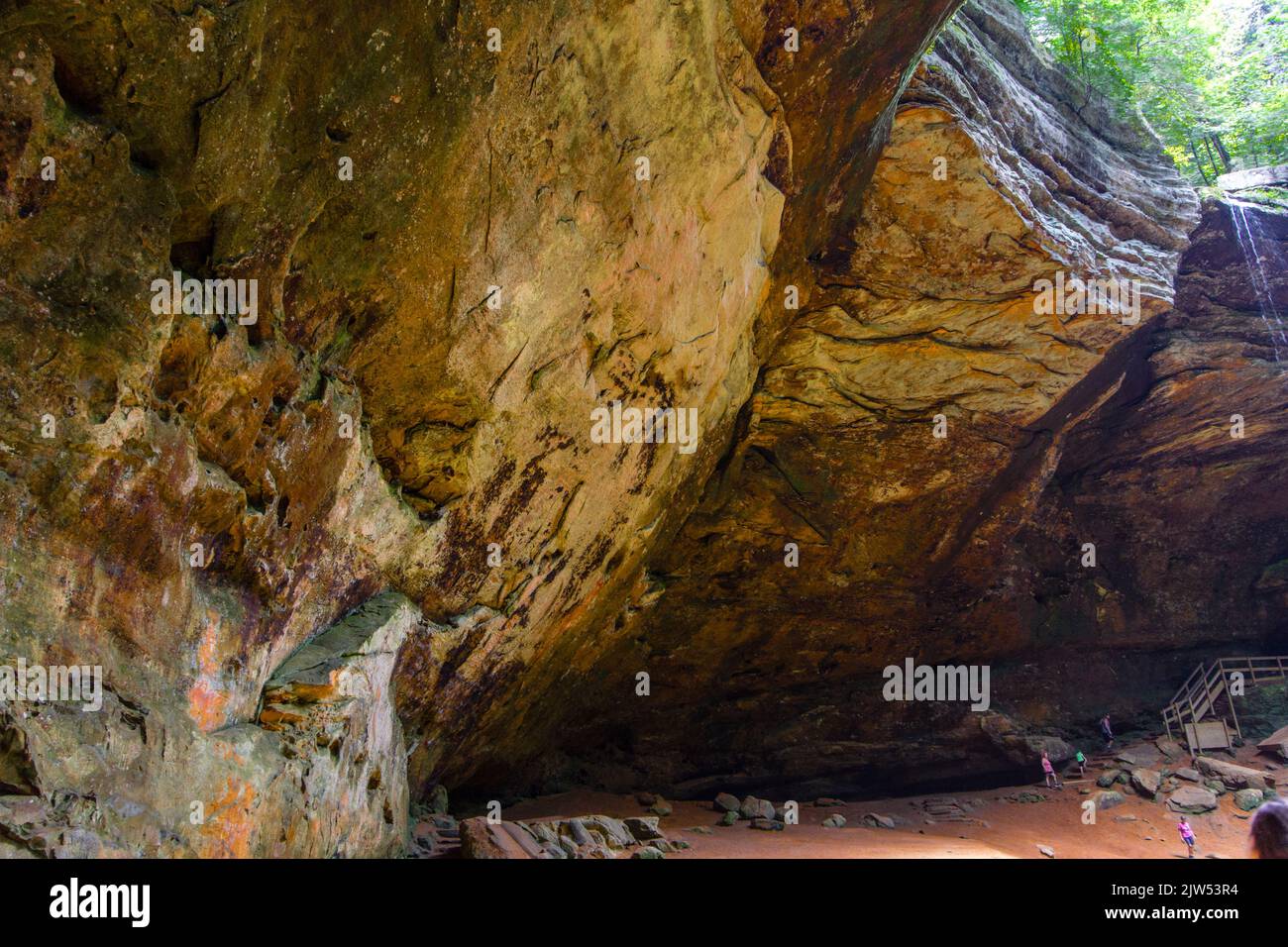 View of Ash Cave in Summer, Hocking Hills State Park, Ohio Stock Photo