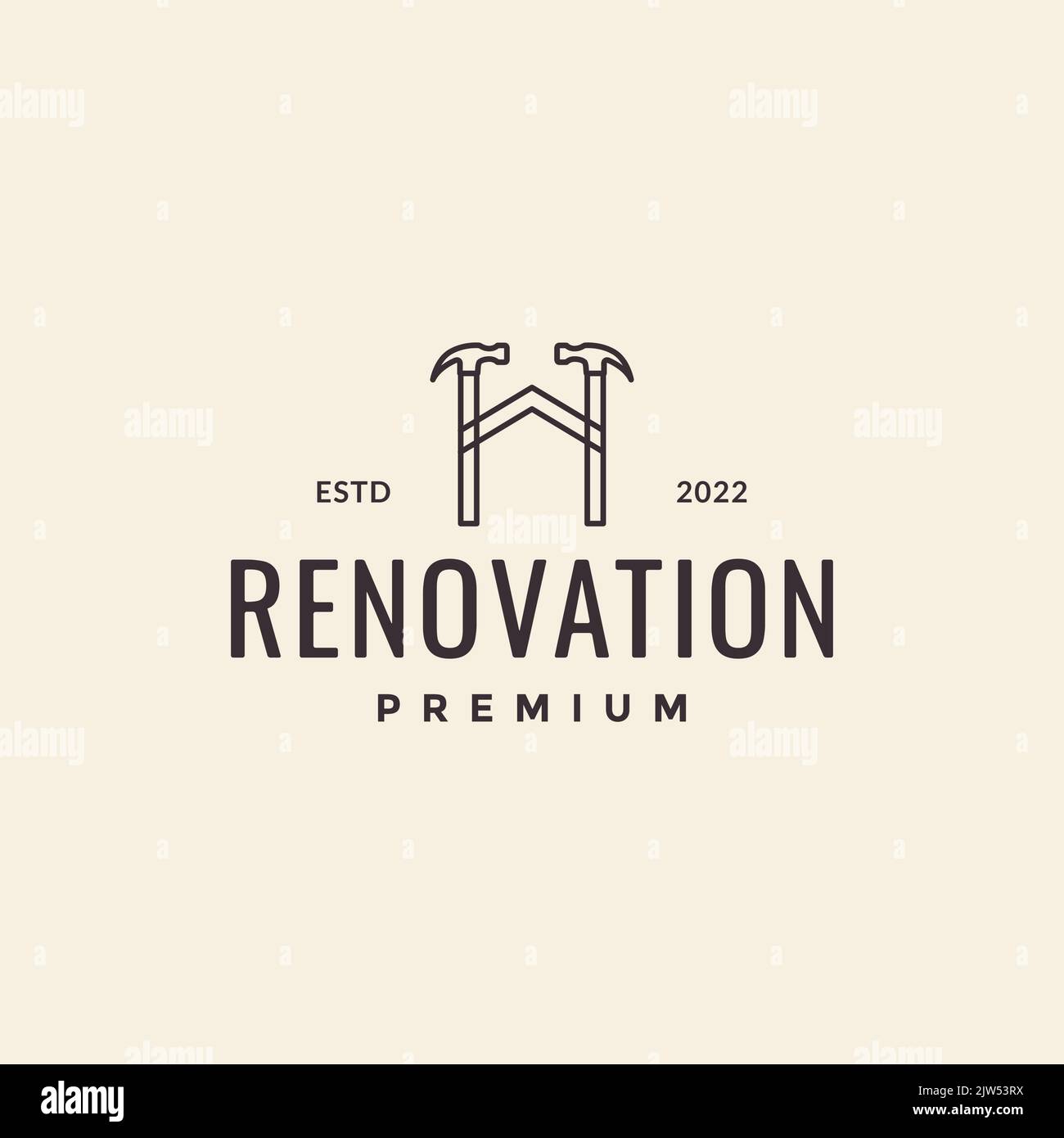 repair home with hammer logo design Stock Vector