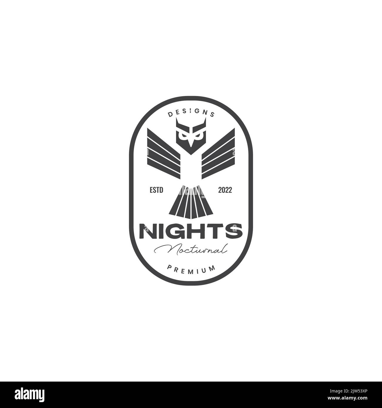 flying owl with badge logo design Stock Vector Image & Art - Alamy