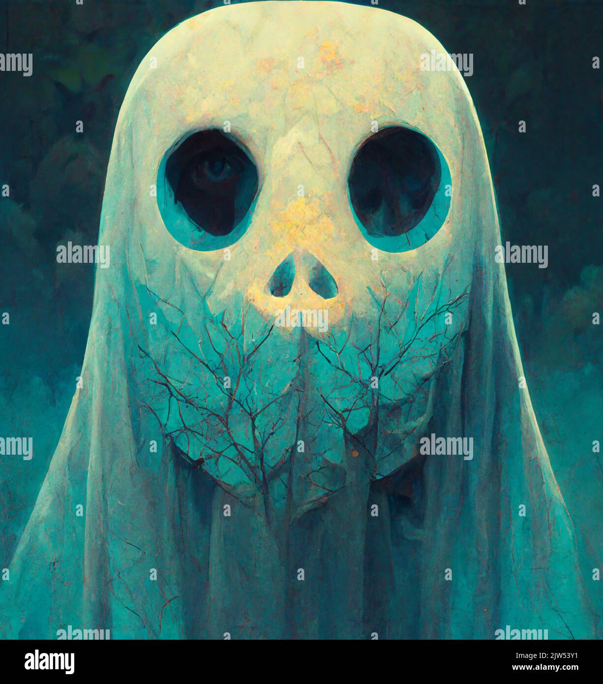 scary ghost Halloween background digital art Stock Photo Alamy