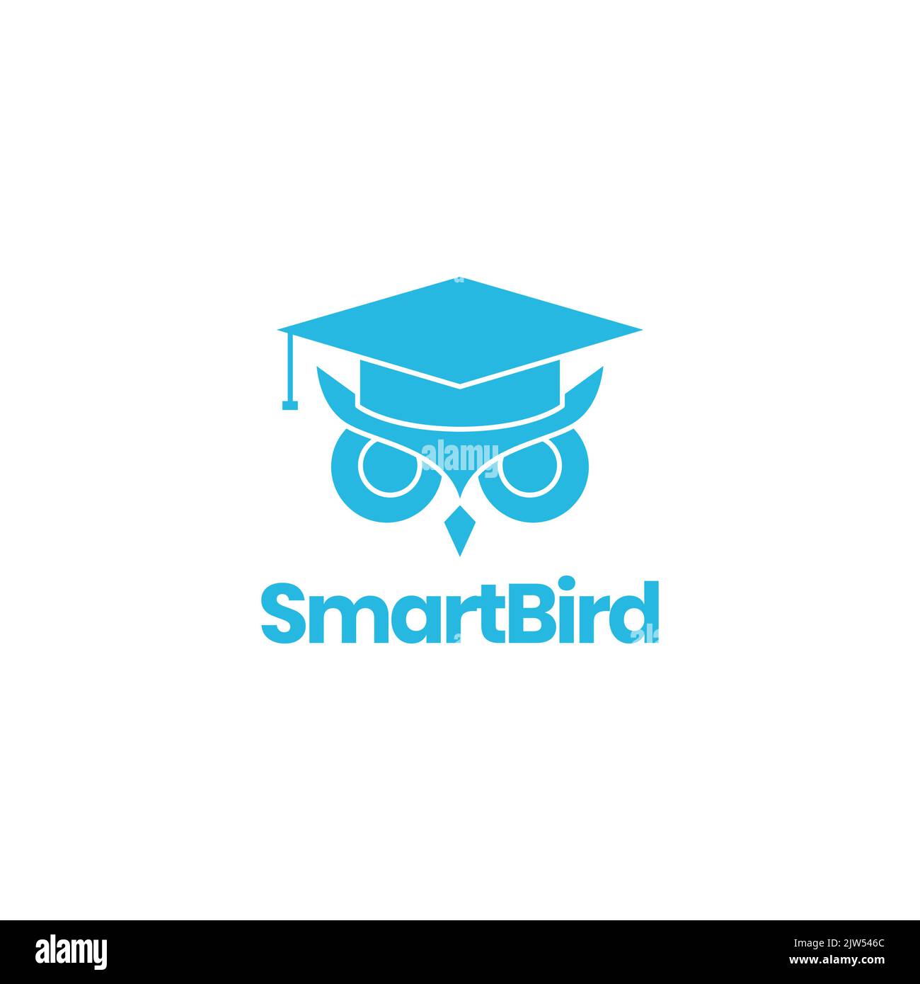 head owl with graduation hat modern logo Stock Vector