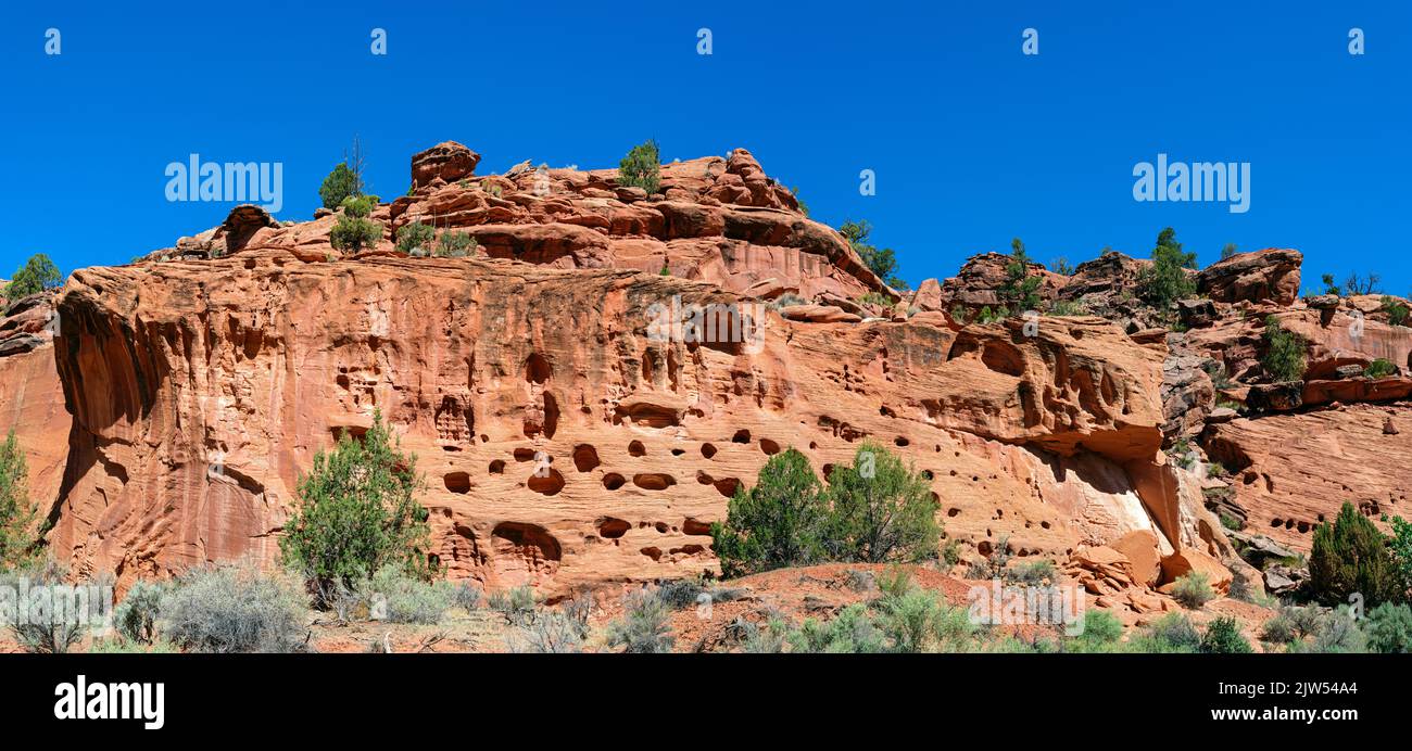 Panorama of weathering along the cliffs in the Grand