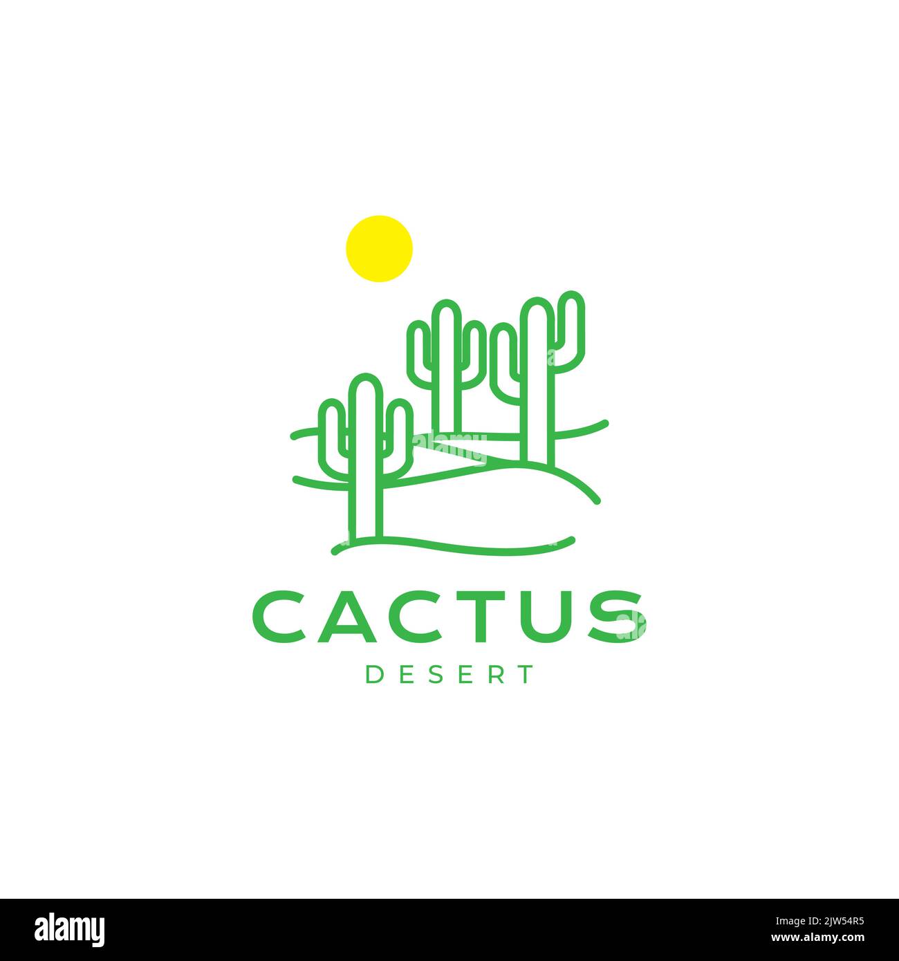 desert cactus lines abstract logo design Stock Vector