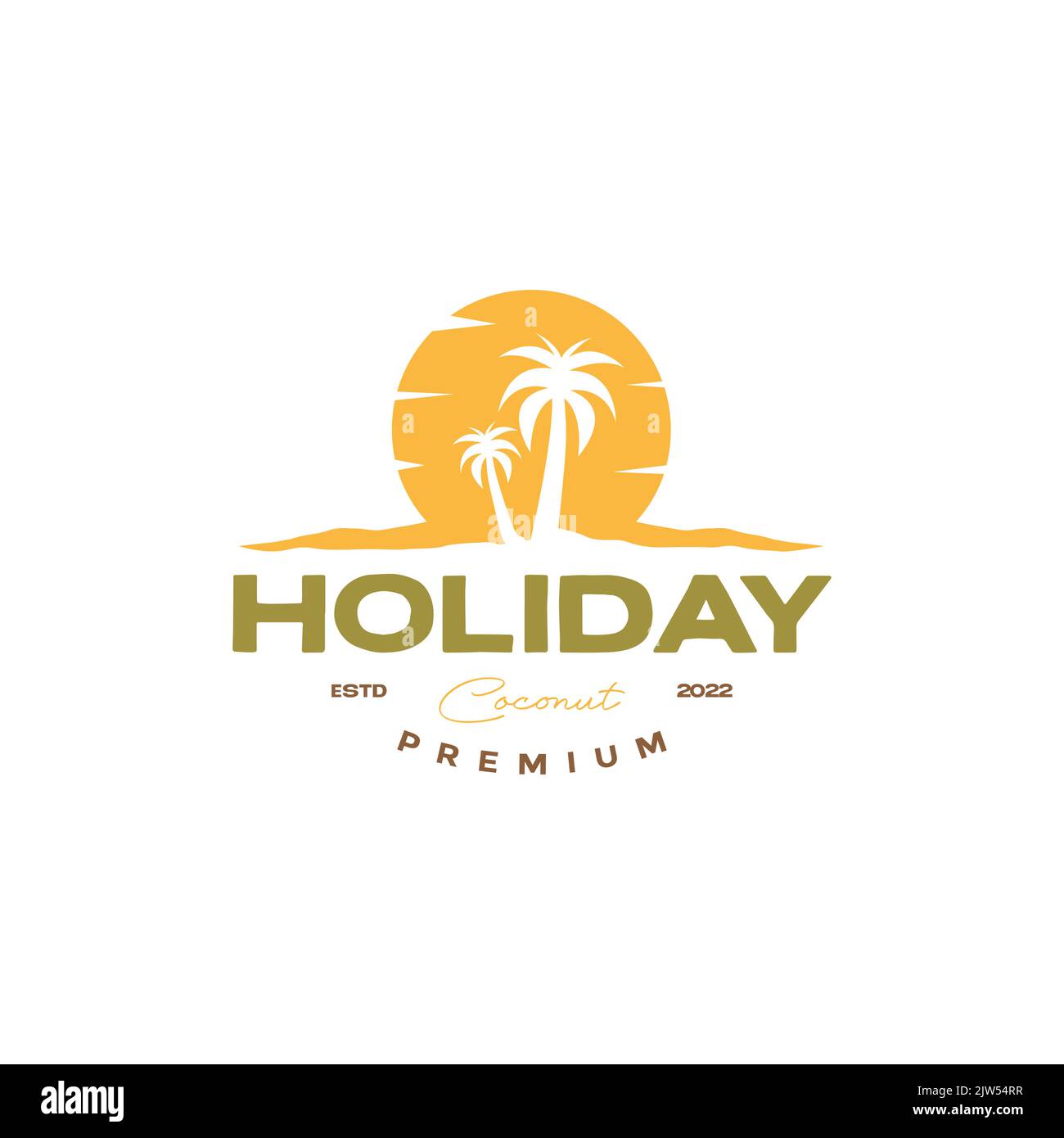 vintage colored coconut tree beach sunset logo Stock Vector Image & Art ...