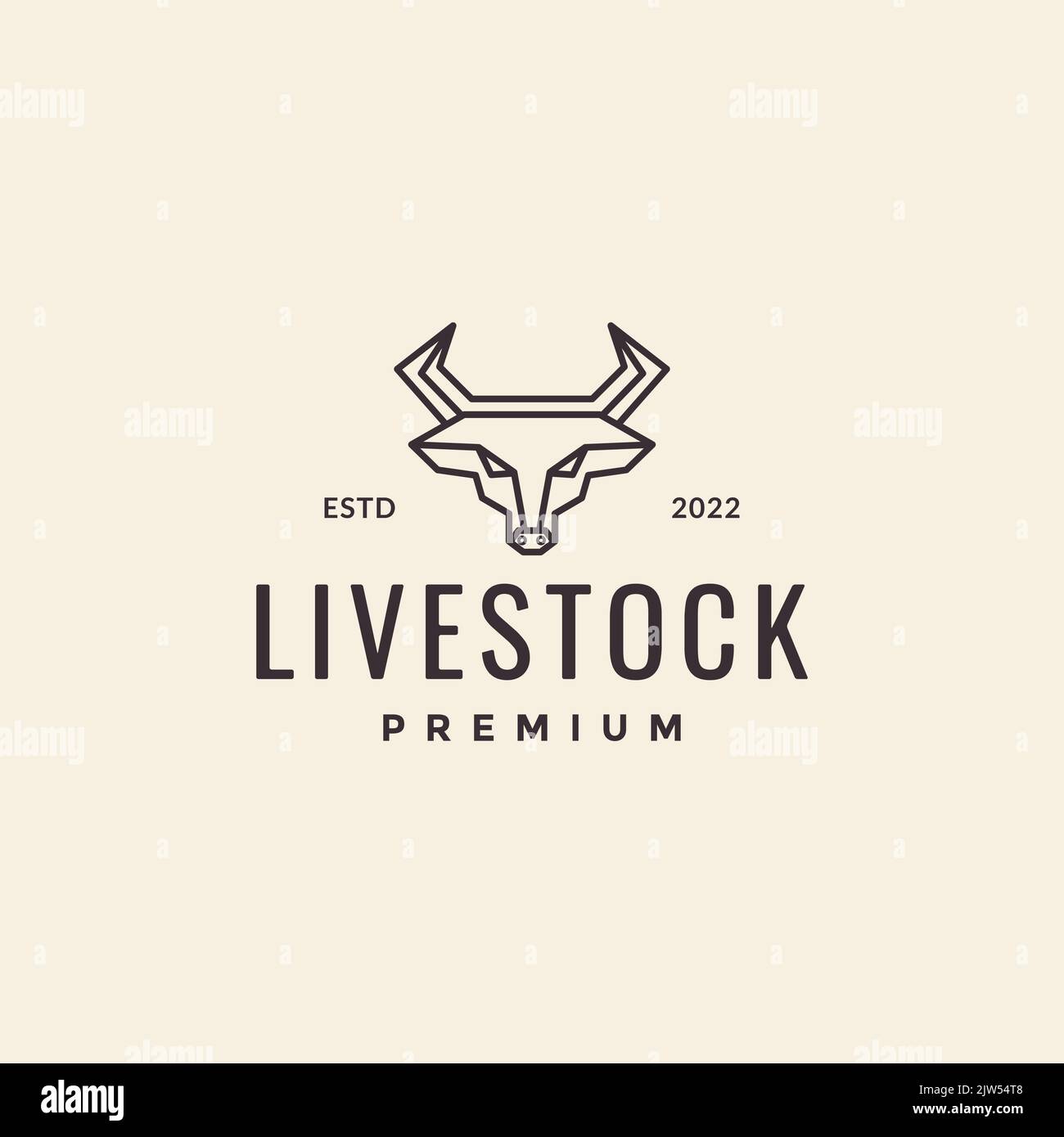 head minimalist cattle hipster logo design Stock Vector