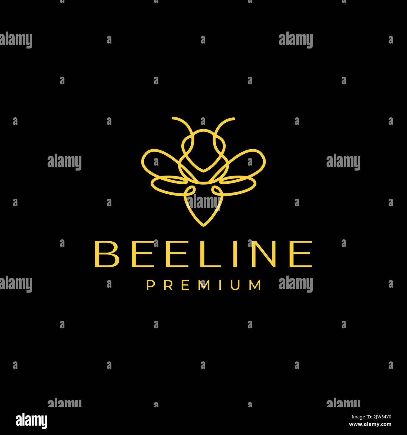 continuous line honey bee logo design Stock Vector