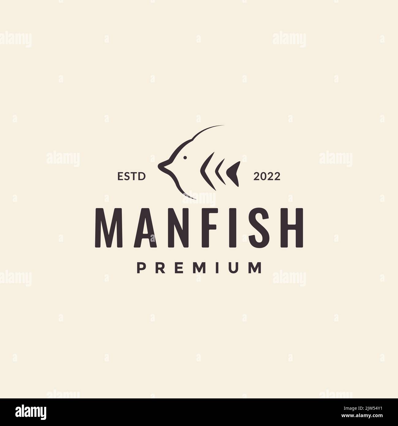 manfish hipster vintage logo design Stock Vector