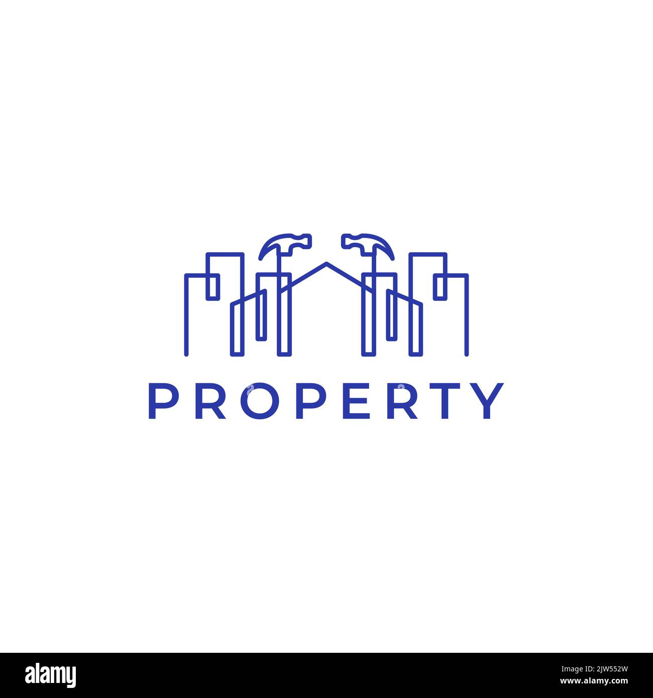 repair building with hammer logo design Stock Vector