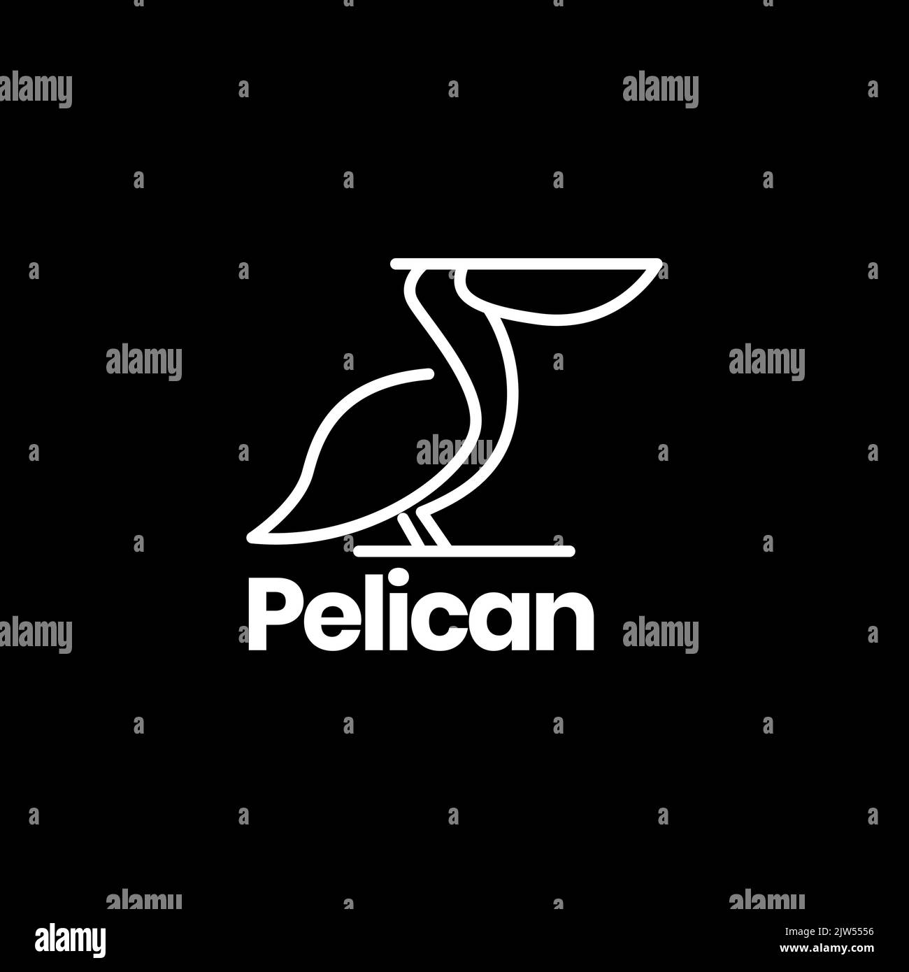 pelican lines art modern logo design Stock Vector