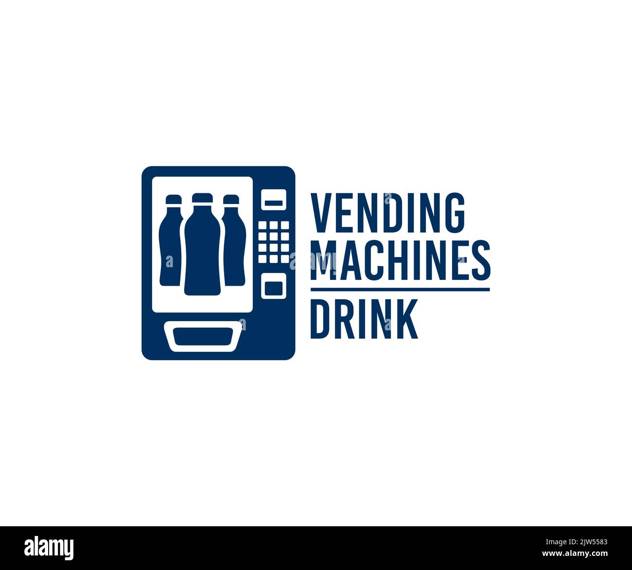 Vending machines on sale of drinks, bottled beverage and juice, logo design. Buying drinks and soda, automatic selling or sell, consumption Stock Vector