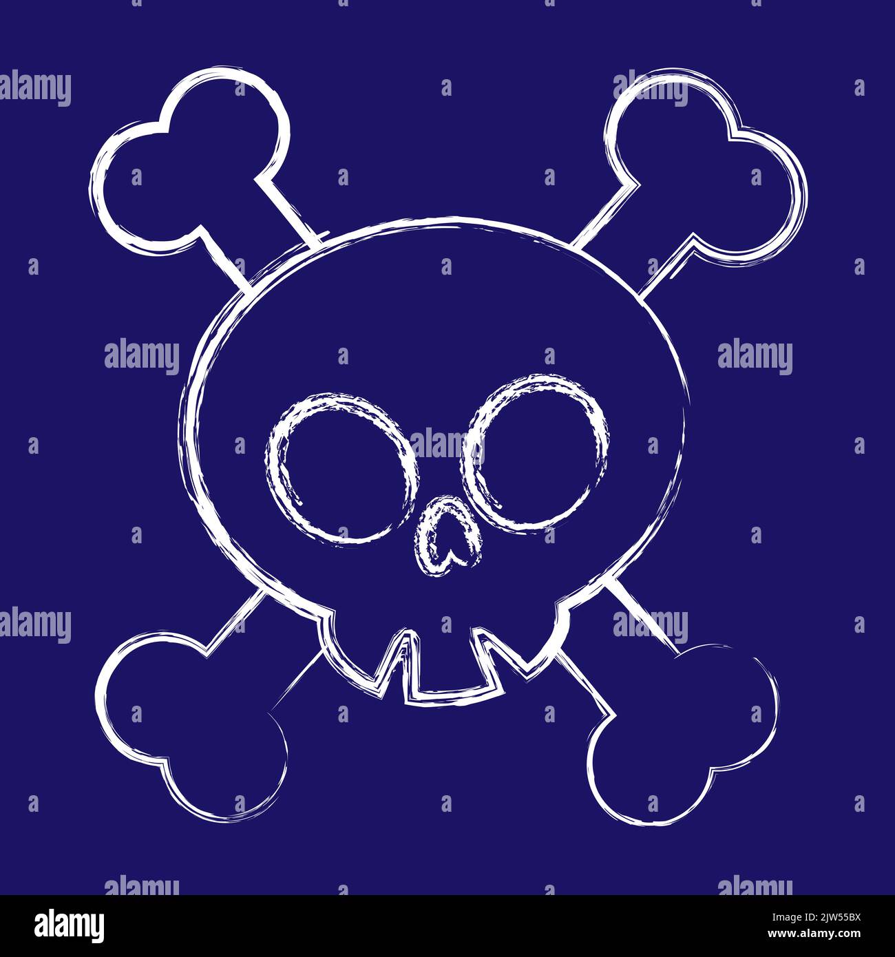 Happy Halloween, skull. Sticker for social media content. Vector hand