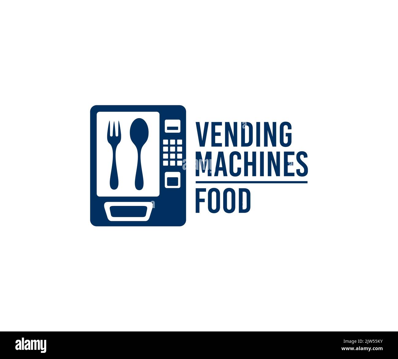 Vending machines on sale of food and snacks, logo design. Buying food in packaging and food packs, automatic selling or sell, consumption Stock Vector