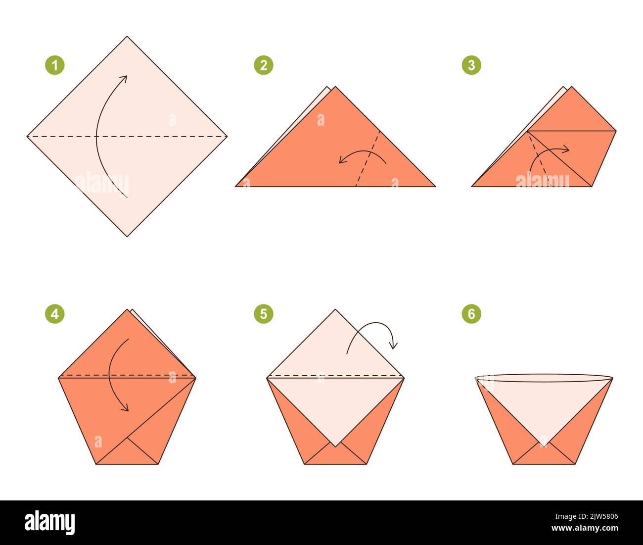 Origami tutorial. Origami scheme for kids. Cup Stock Vector Image & Art ...